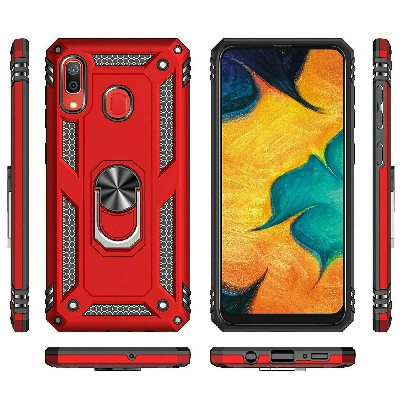 For Samsung Galaxy A10e A20 A50 Case Shockproof Armor Stand Cover+Tempered Glass - Picture 25 of 33