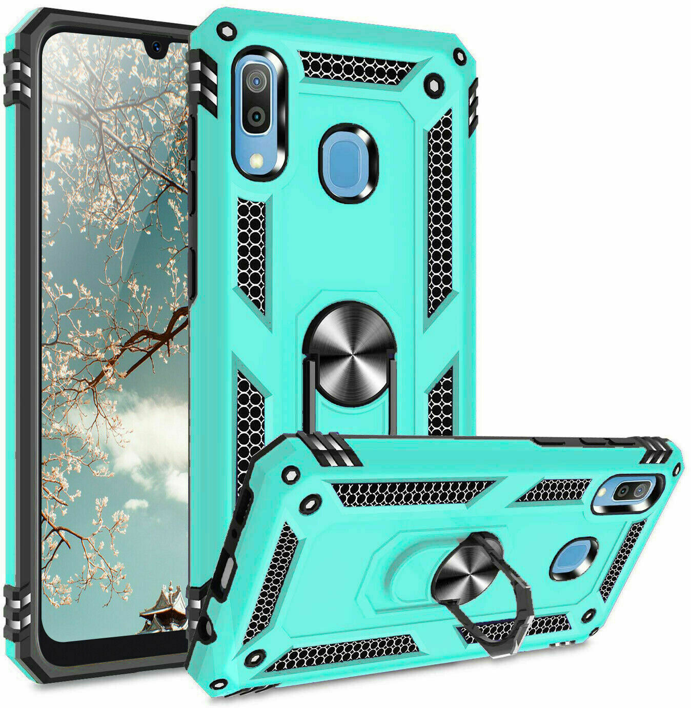 For Samsung Galaxy A10e A20 A50 Case Shockproof Armor Stand Cover+Tempered Glass - Picture 29 of 33
