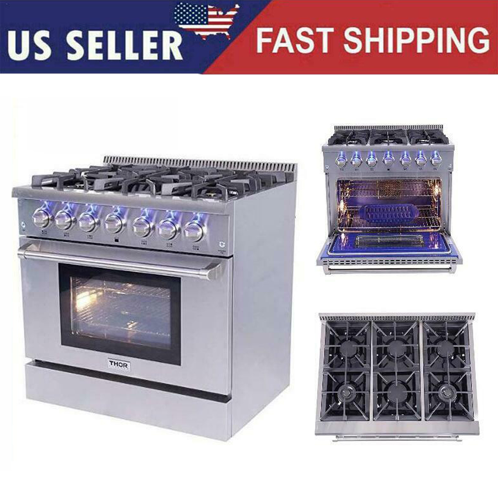 Thor 36" Gas Range FreeStanding 6 Burner Cooktop 5.2cu.ft Oven Steel