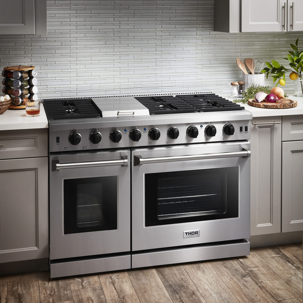 Thor 48 Inch Range Cooktop Gas 2 Oven 6 Burners Griddle Stainless Steel