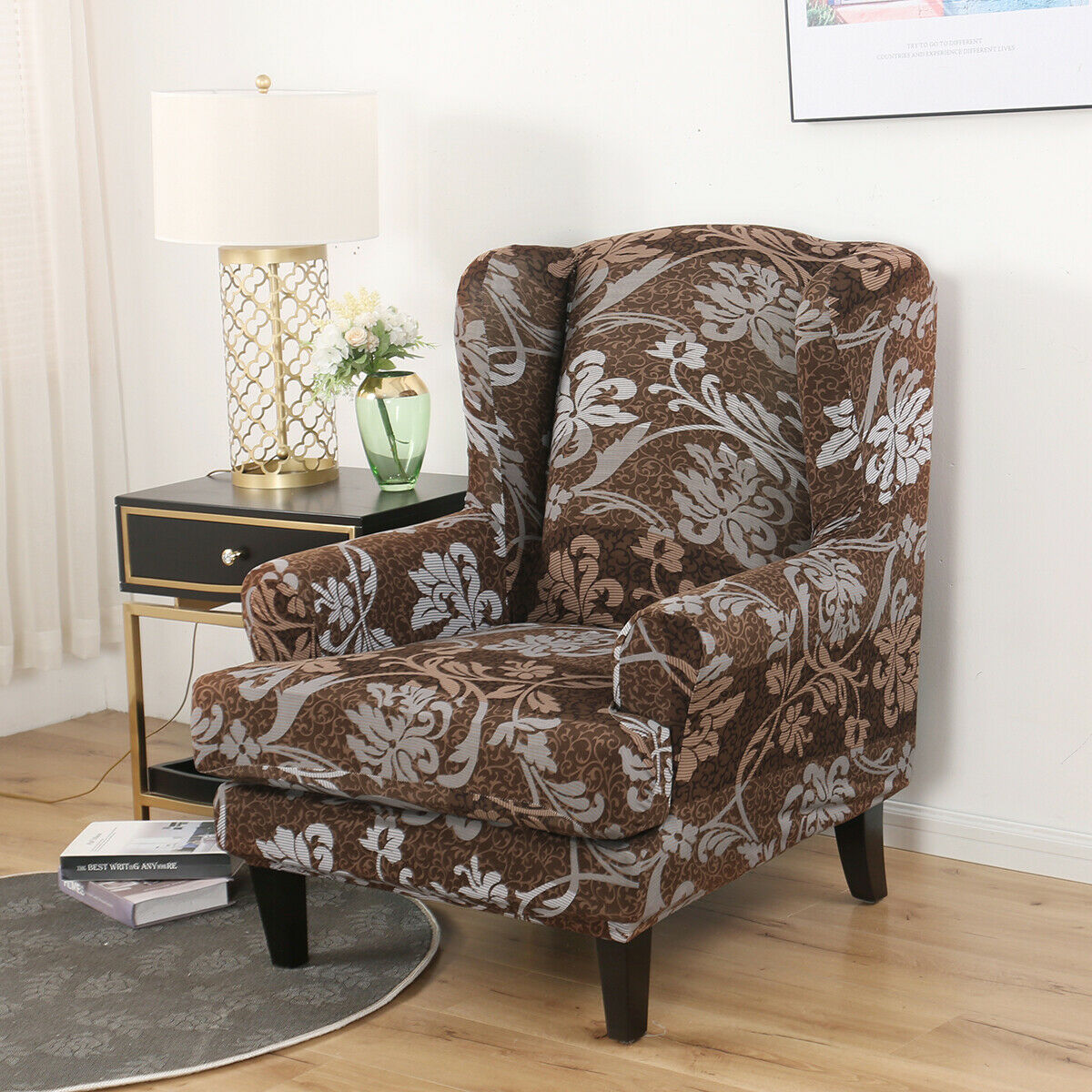 Elastic Recliner Chair Cover Wing Back Arm Chair Sofa ...