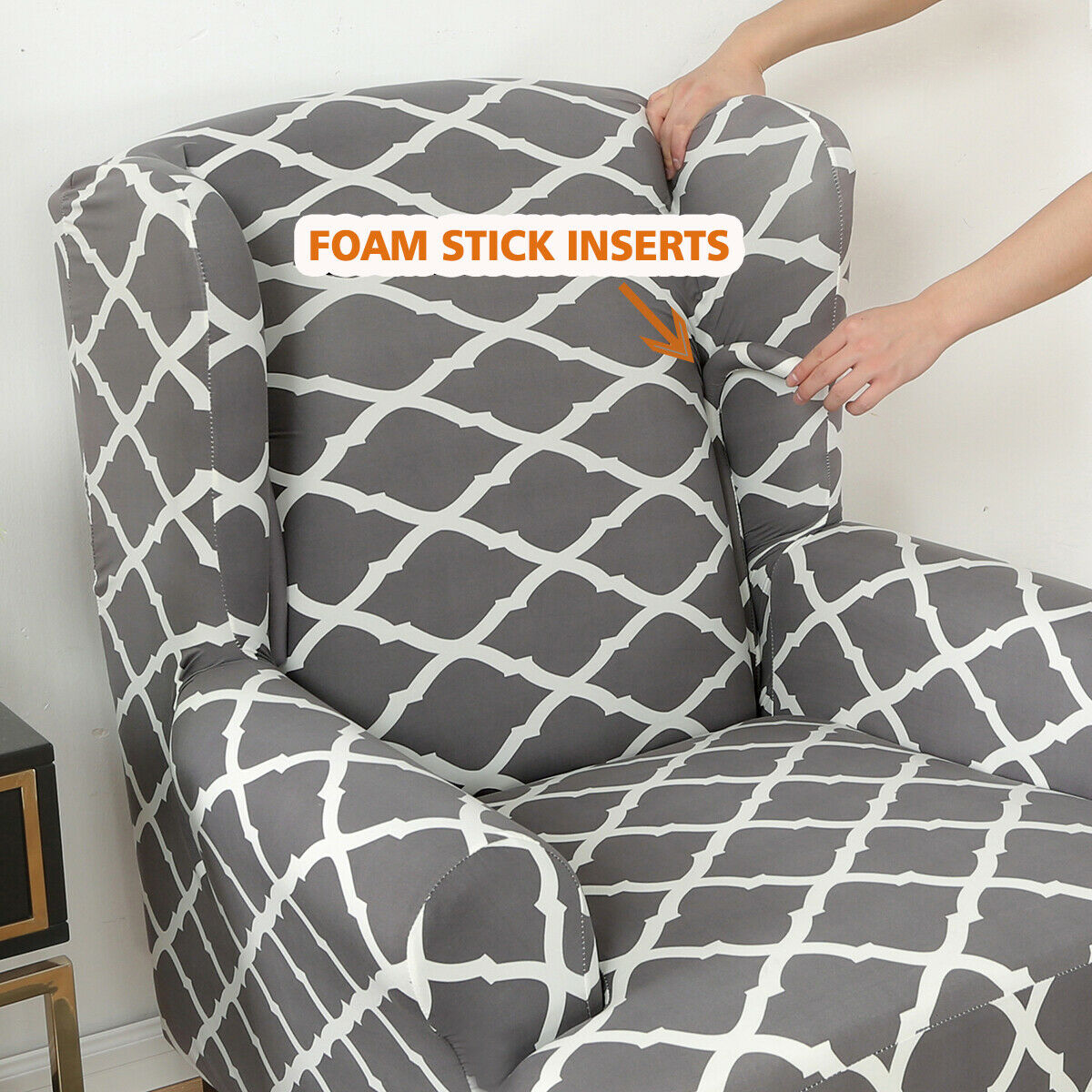 Stretch Wing Back Chair Cover Recliner Armchair Sofa 2Pcs Separated