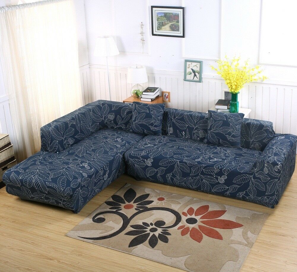 Details about   Elastic Sofa Cover Slipcover for Splited L Shape 3 Seater Sectional Couch 