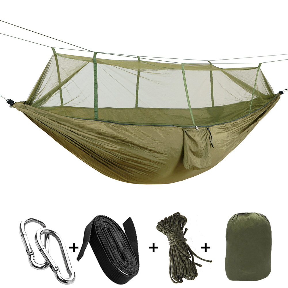 Hammock Camouflage Portable Camping Travel Hammock Hanging Bed with Mosquito Net for Outdoor Hiking Travel Camping 