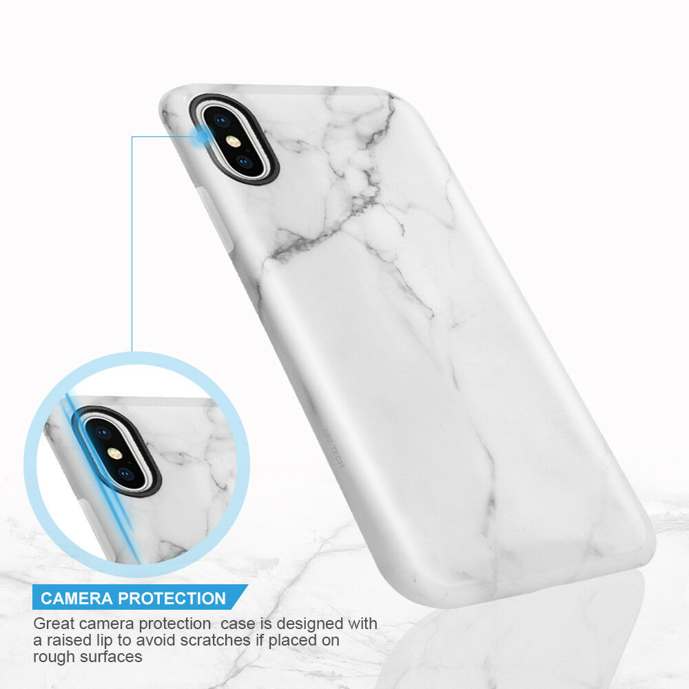 For Apple iPhone XS X Phone Case Marble Pattern TPU Cover +Clear