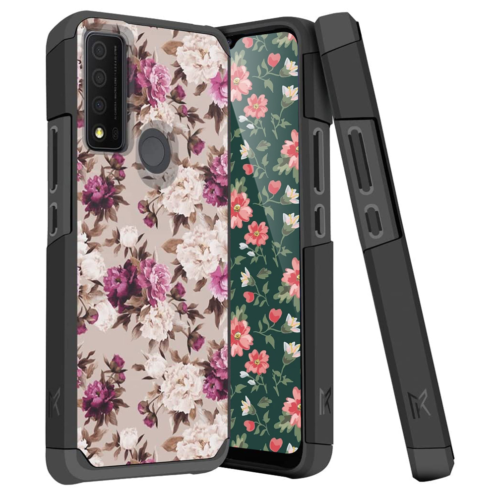 Black Dual Layer Hybrid Shockproof Drop Protection Impact Cover Phone Case TJS Compatible with TCL 30 XE 5G Case Inch 