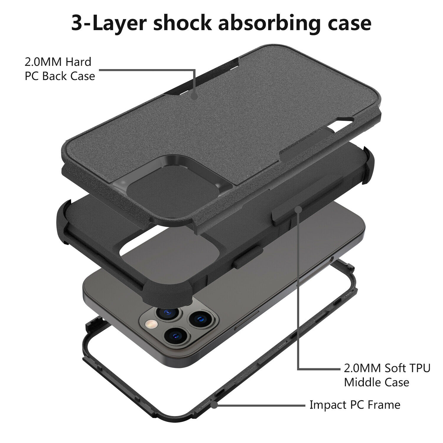 For Apple iPhone 13 12 11 Pro Max Case Heavy Duty Rugged Cover +Tempered Glass