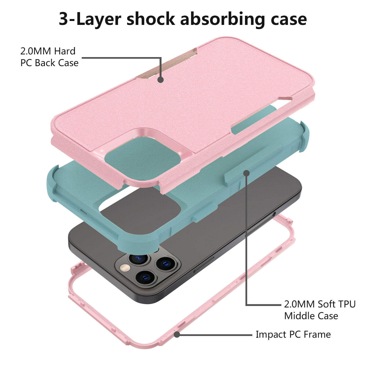 For Apple iPhone 13 12 11 Pro Max Case Heavy Duty Rugged Cover +Tempered Glass