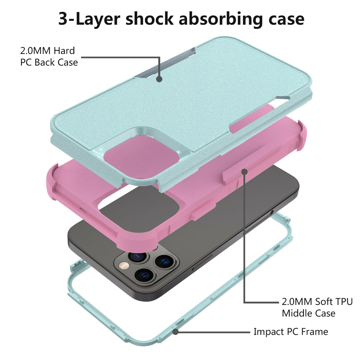 For Apple iPhone 13 12 11 Pro Max Case Heavy Duty Rugged Cover +Tempered Glass