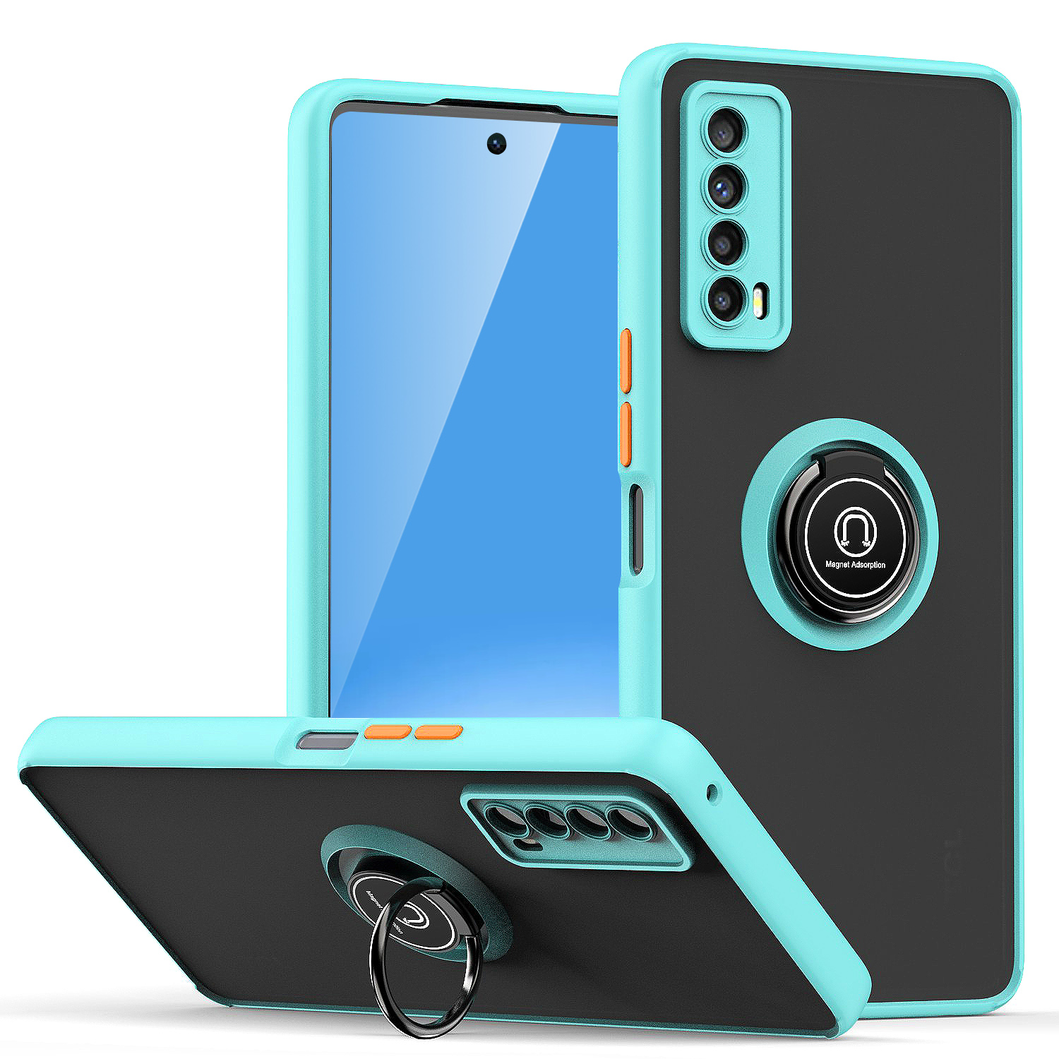 Custodia ad anello per TCL Stylus 5G 2022 T779W supporto magnetico retro trasparente + vetro temperato - Foto 10 di 12