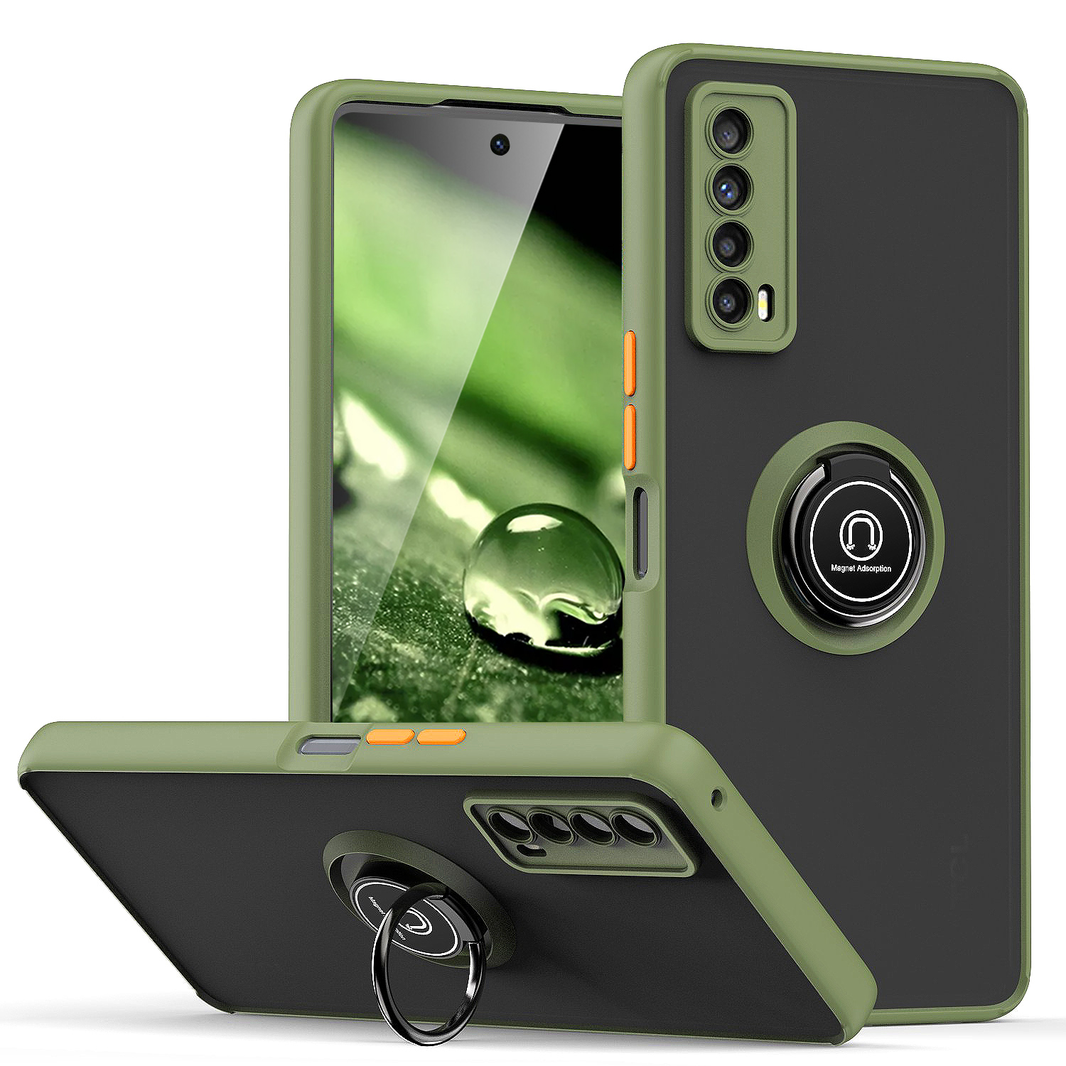 Custodia ad anello per TCL Stylus 5G 2022 T779W supporto magnetico retro trasparente + vetro temperato - Foto 11 di 12