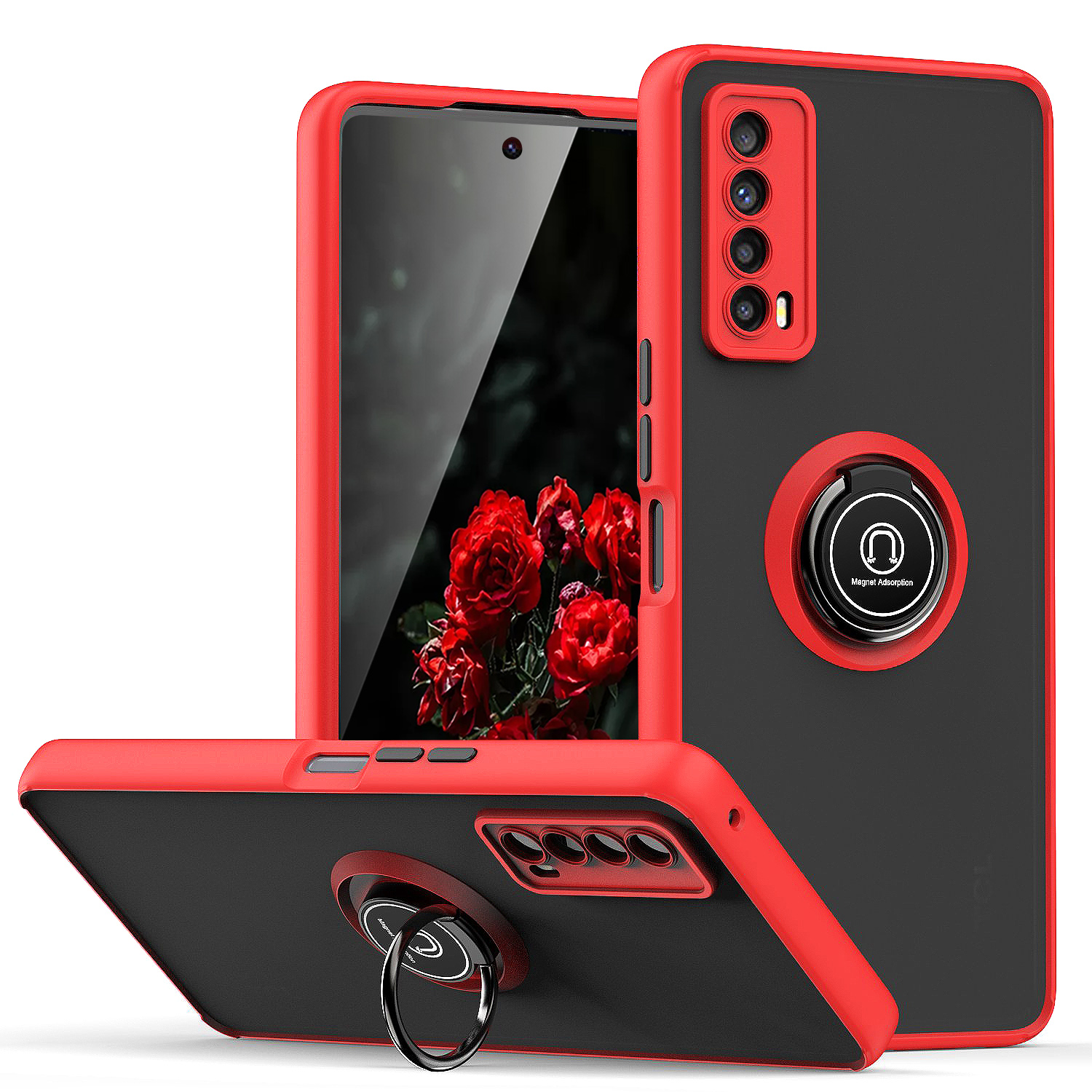 Custodia ad anello per TCL Stylus 5G 2022 T779W supporto magnetico retro trasparente + vetro temperato - Foto 12 di 12