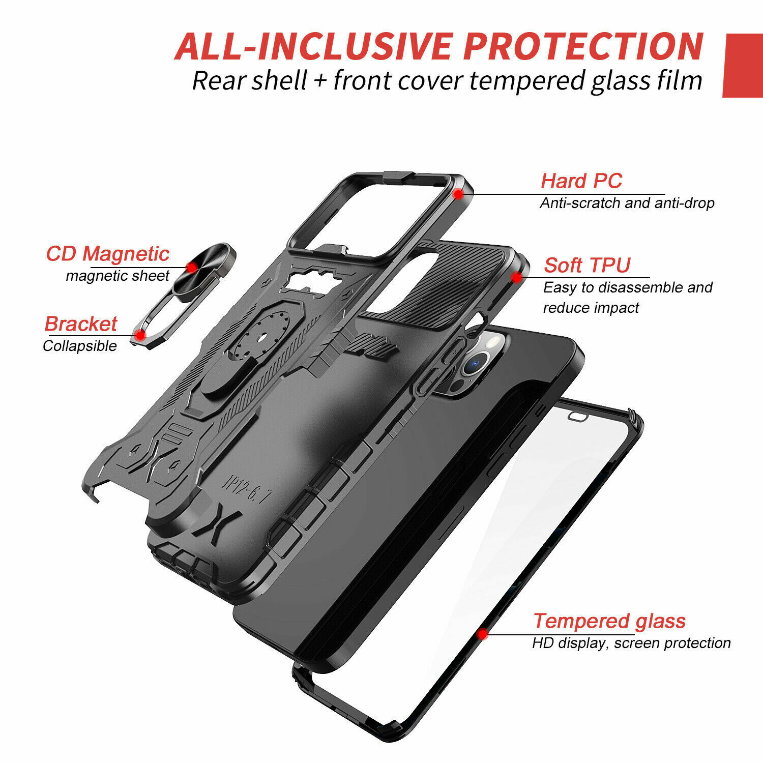 Für Apple iPhone 13 Pro Handyhülle Ganzkörper Abdeckung + eingebaute Displayschutzfolie - Bild 12 von 31