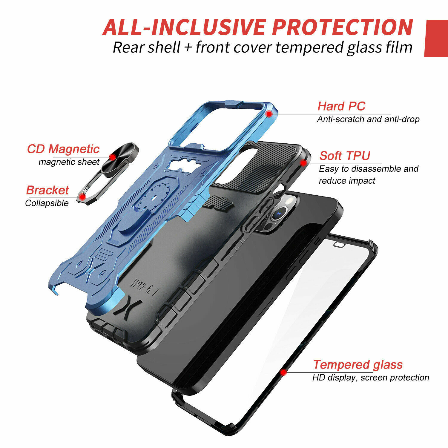 Für Apple iPhone 13 Pro Handyhülle Ganzkörper Abdeckung + eingebaute Displayschutzfolie - Bild 18 von 31
