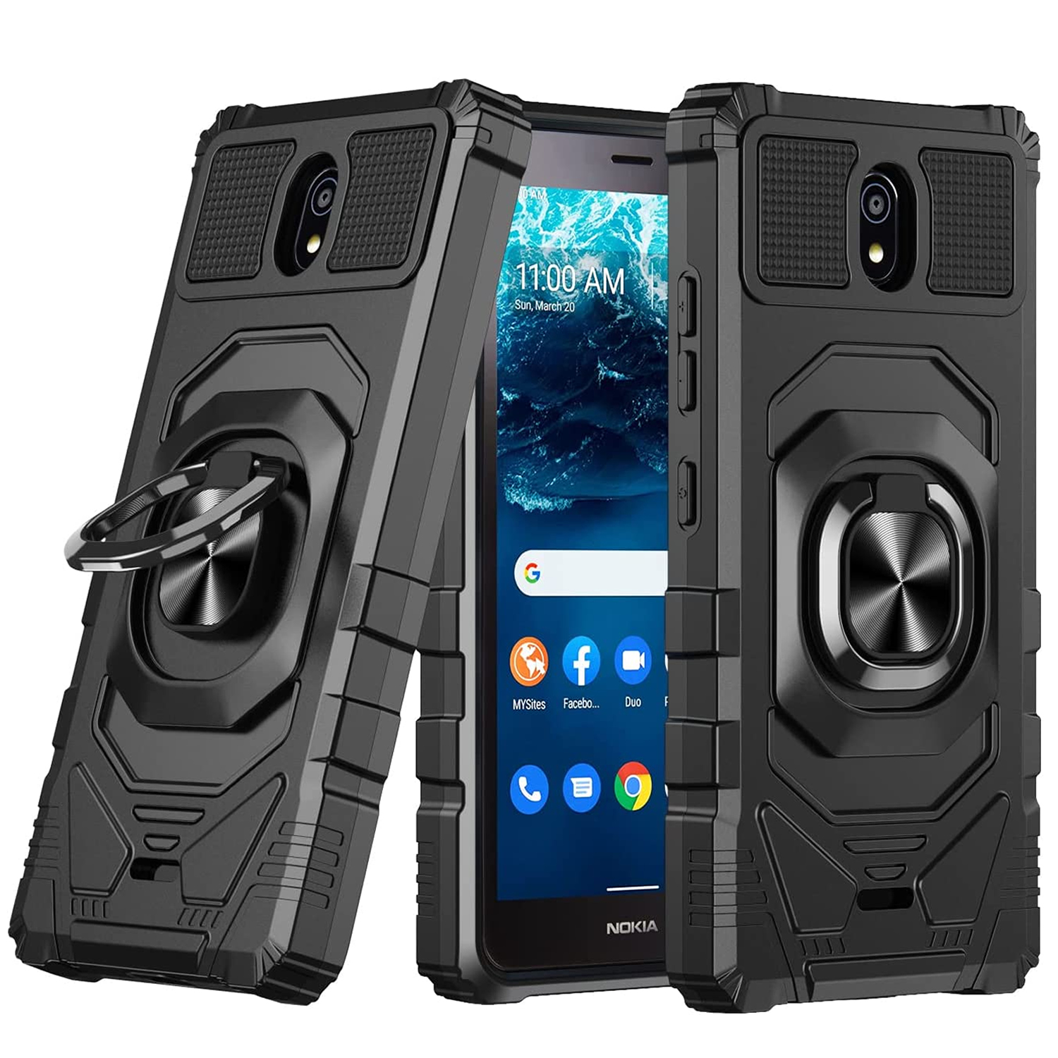 For Nokia C100 Phone Case Metal Ring Support Kickstand Heavy