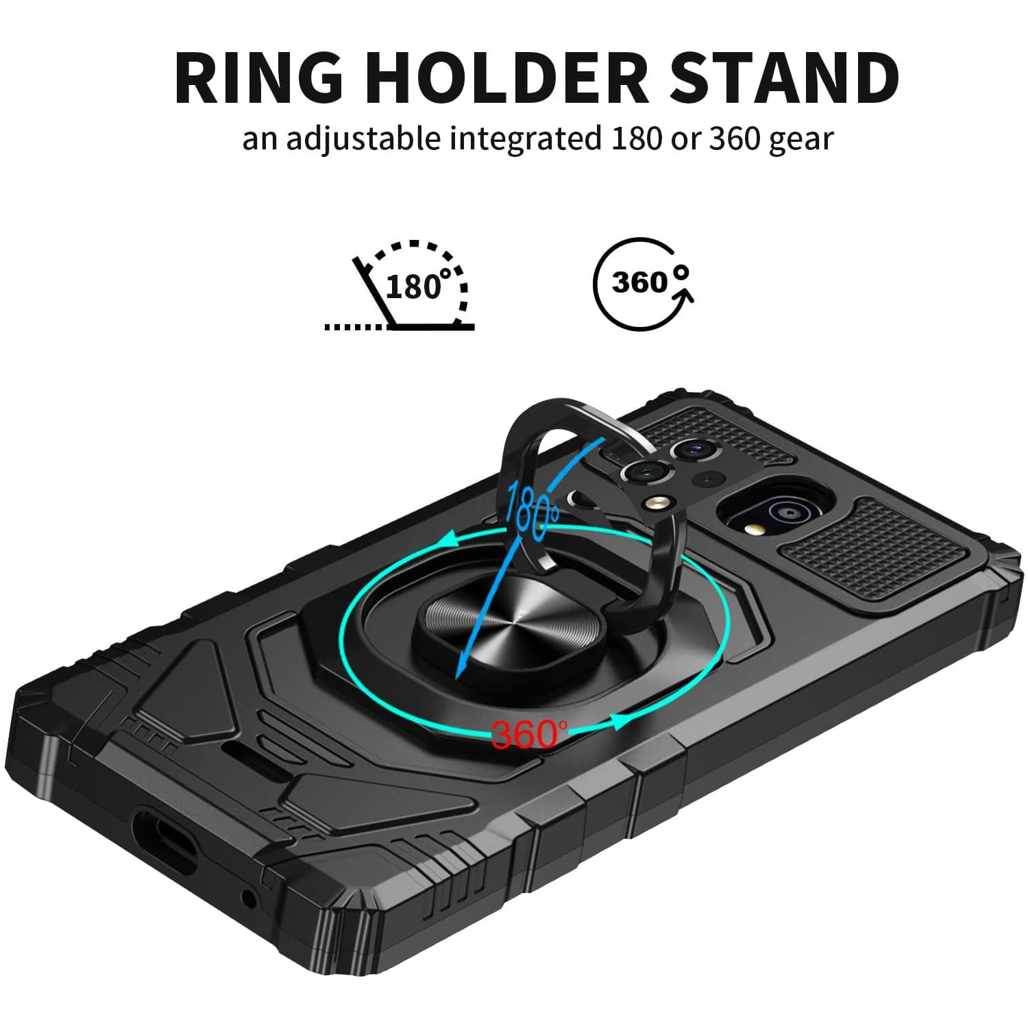 For Nokia C100 Phone Case Metal Ring Support Kickstand Heavy