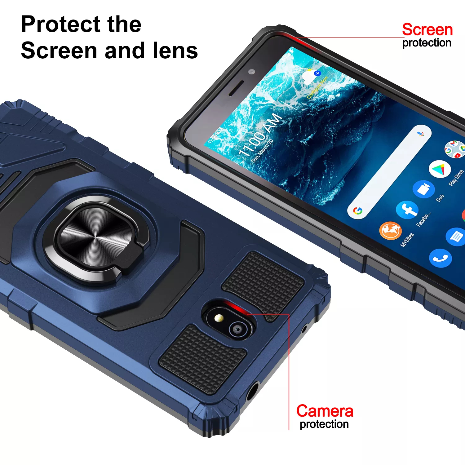 For Nokia C100 Phone Case Metal Ring Support Kickstand Heavy