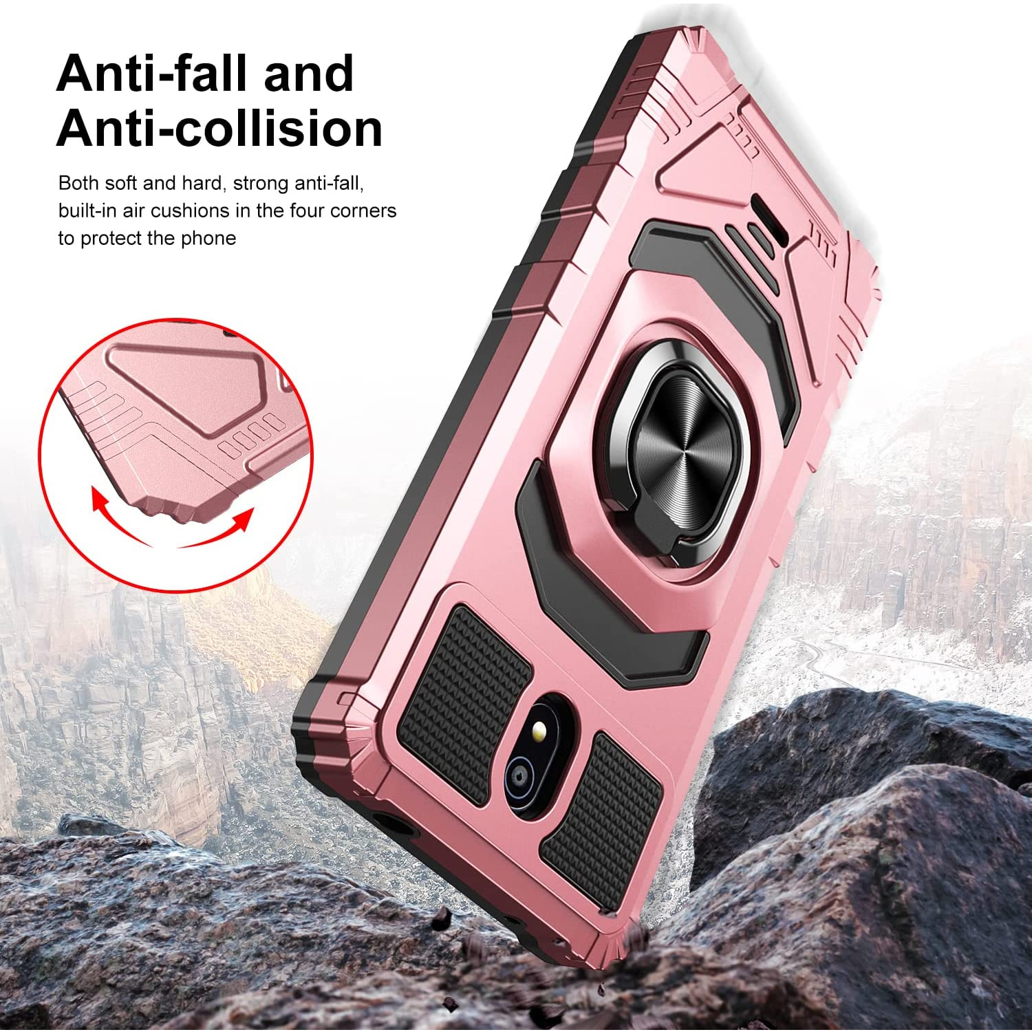 For Nokia C100 Phone Case Metal Ring Magnetic Support Kickstand Heavy ...