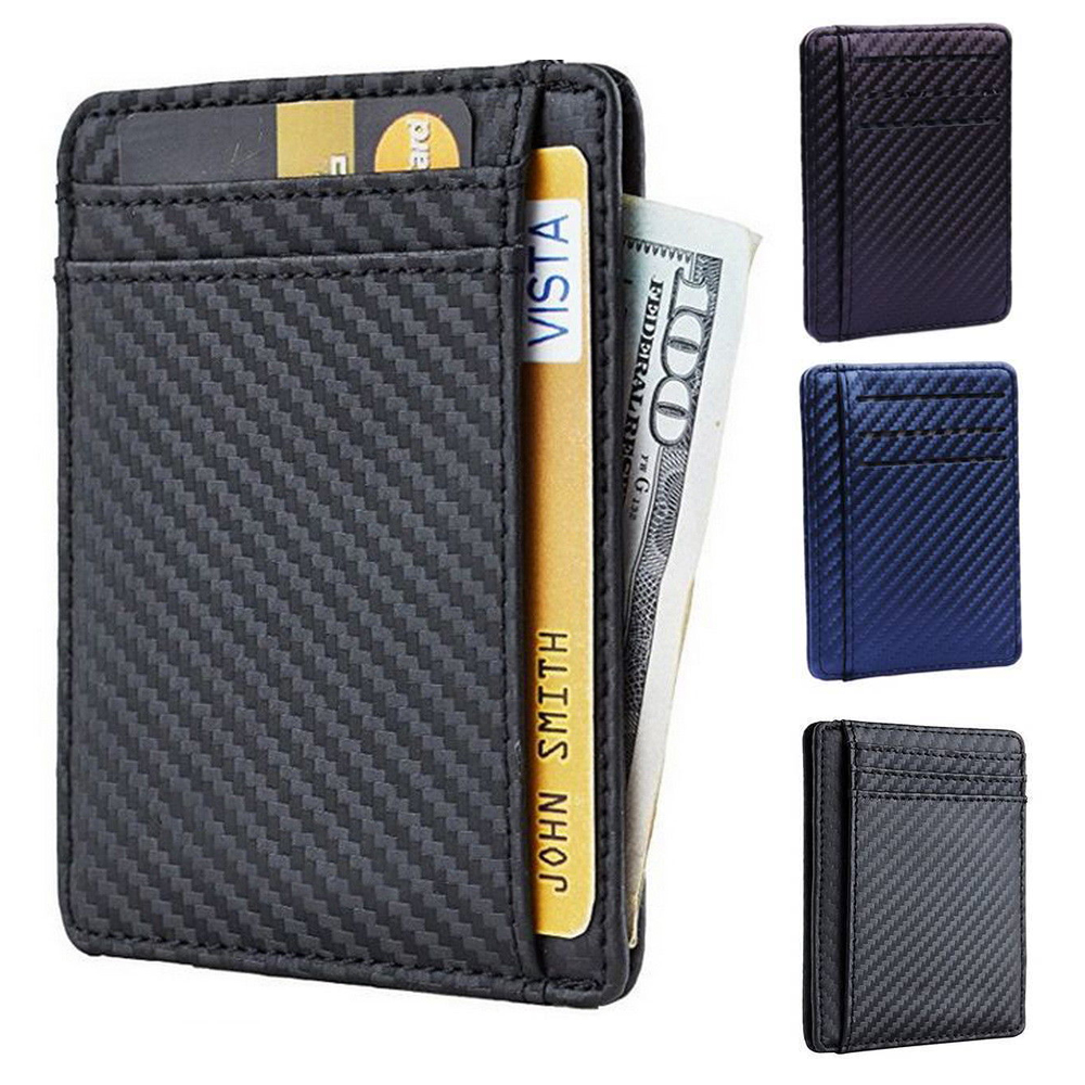Women Card Holder Pocket Men Business ID Credit Wallet Button Slim Small Purse