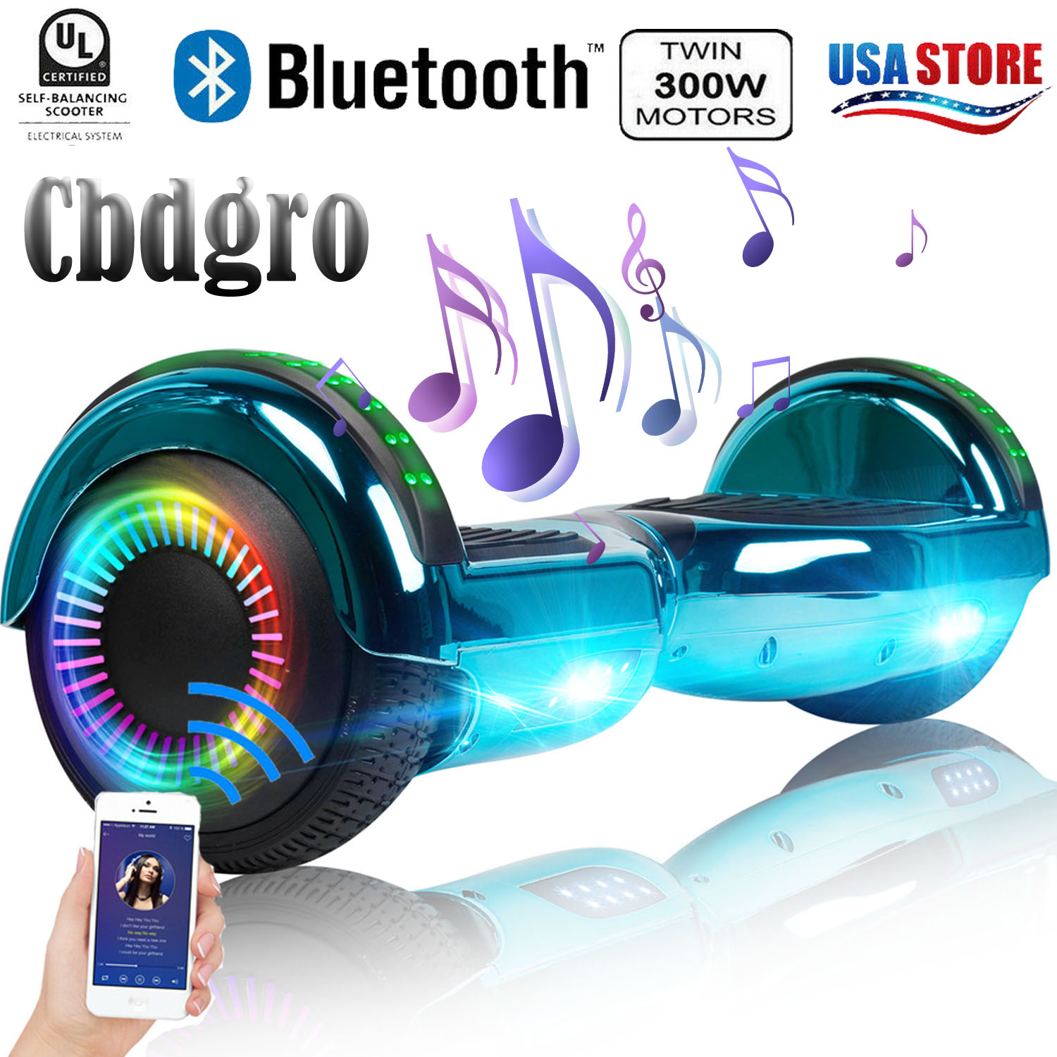 6.5" Hoverboard Bluetooth Electric Self Balance Scooter with Bag Blue