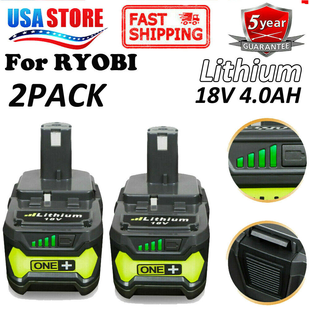 Plus Lithium High Capacity Battery P104 P105 4.0Ah US 2x For P108 Ryobi 18V One