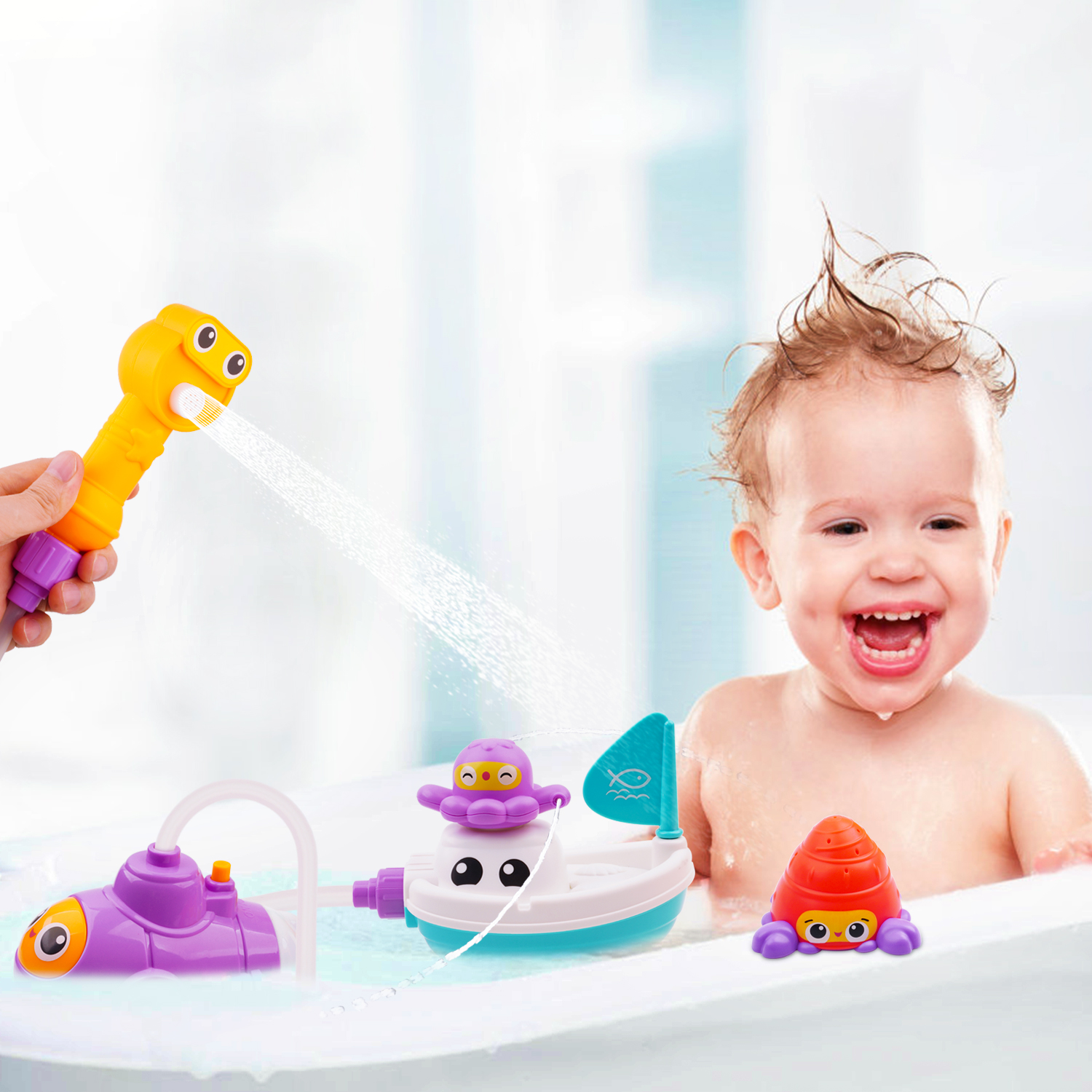 submarine spray station bath toy