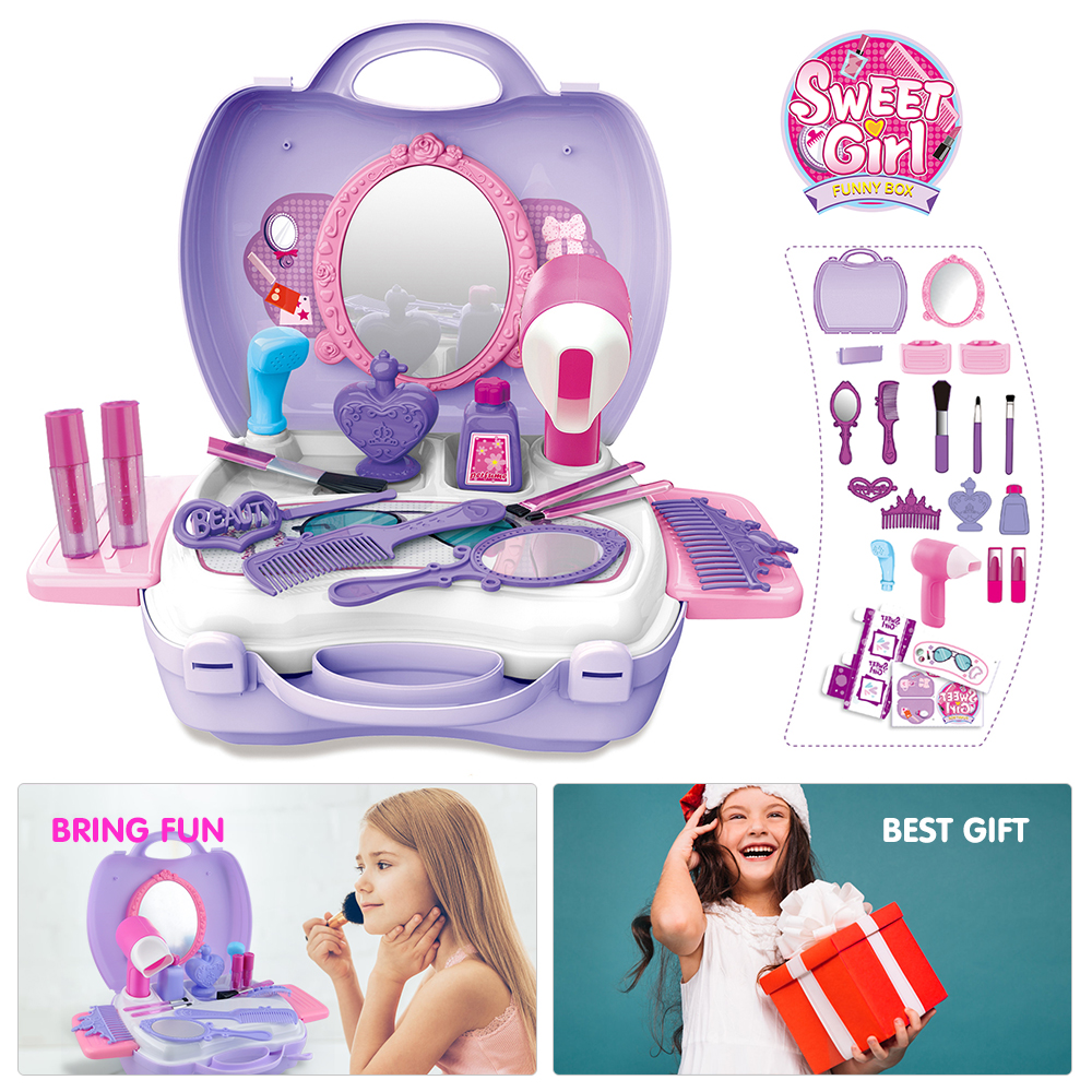 Pretend Play Cosmetic Makeup Toy Set Kit for Little Girls Kids Beauty ...