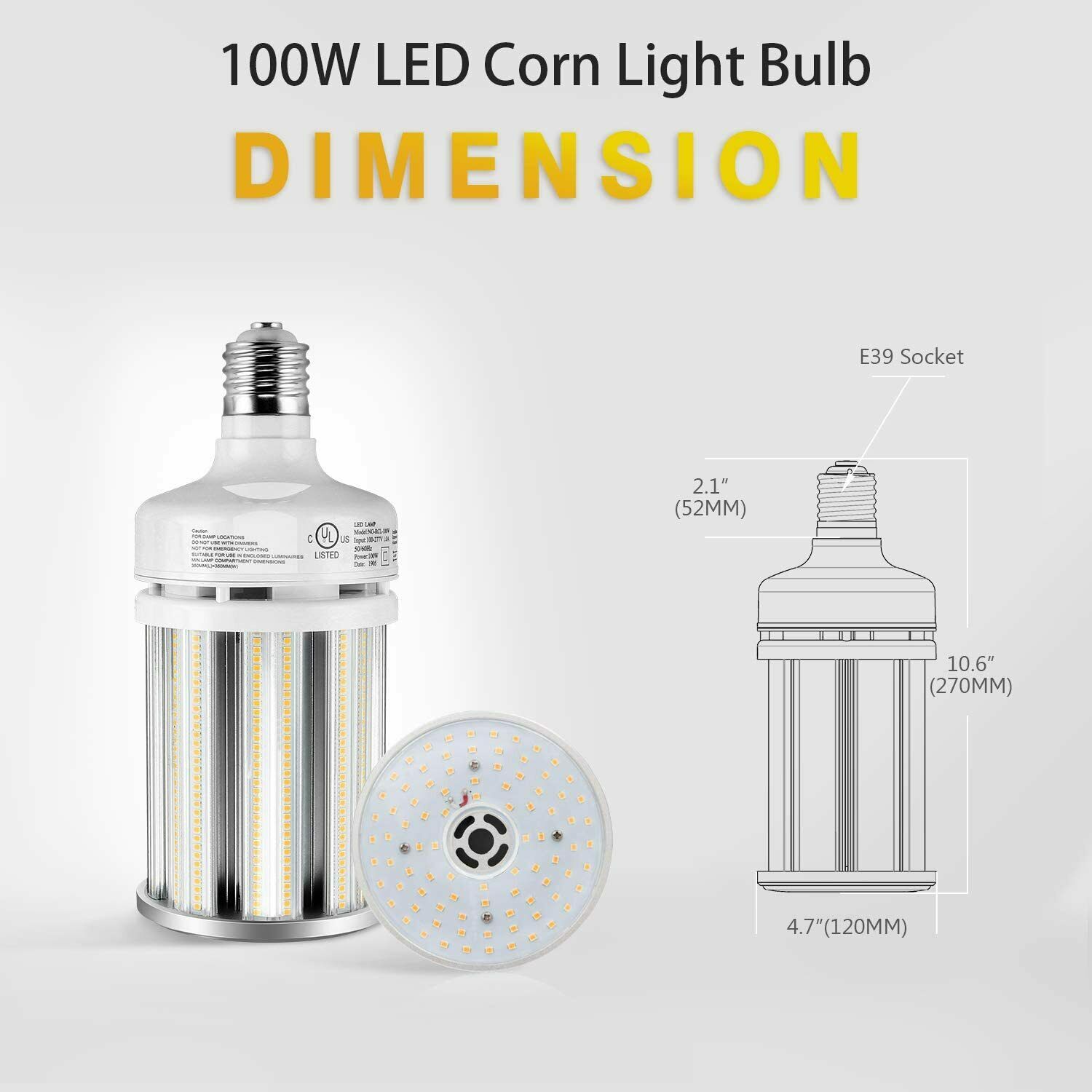 27W 36W 45W 54W 80W 100W 125W LED Corn cob Light Bulb Large Mogul Base E39 5000K - Picture 13 of 19