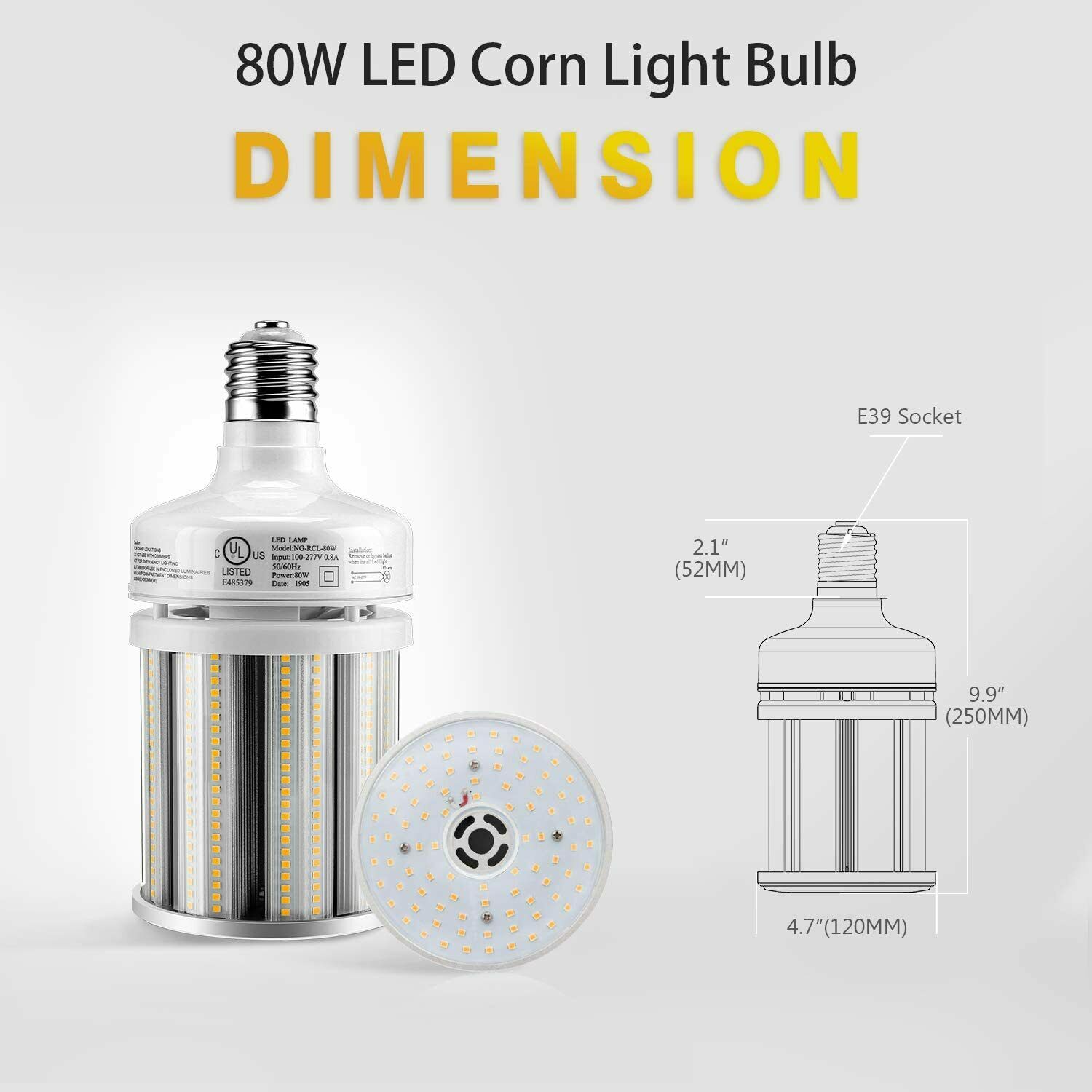 27W 36W 45W 54W 80W 100W 125W LED Corn cob Light Bulb Large Mogul Base E39 5000K - Picture 14 of 19