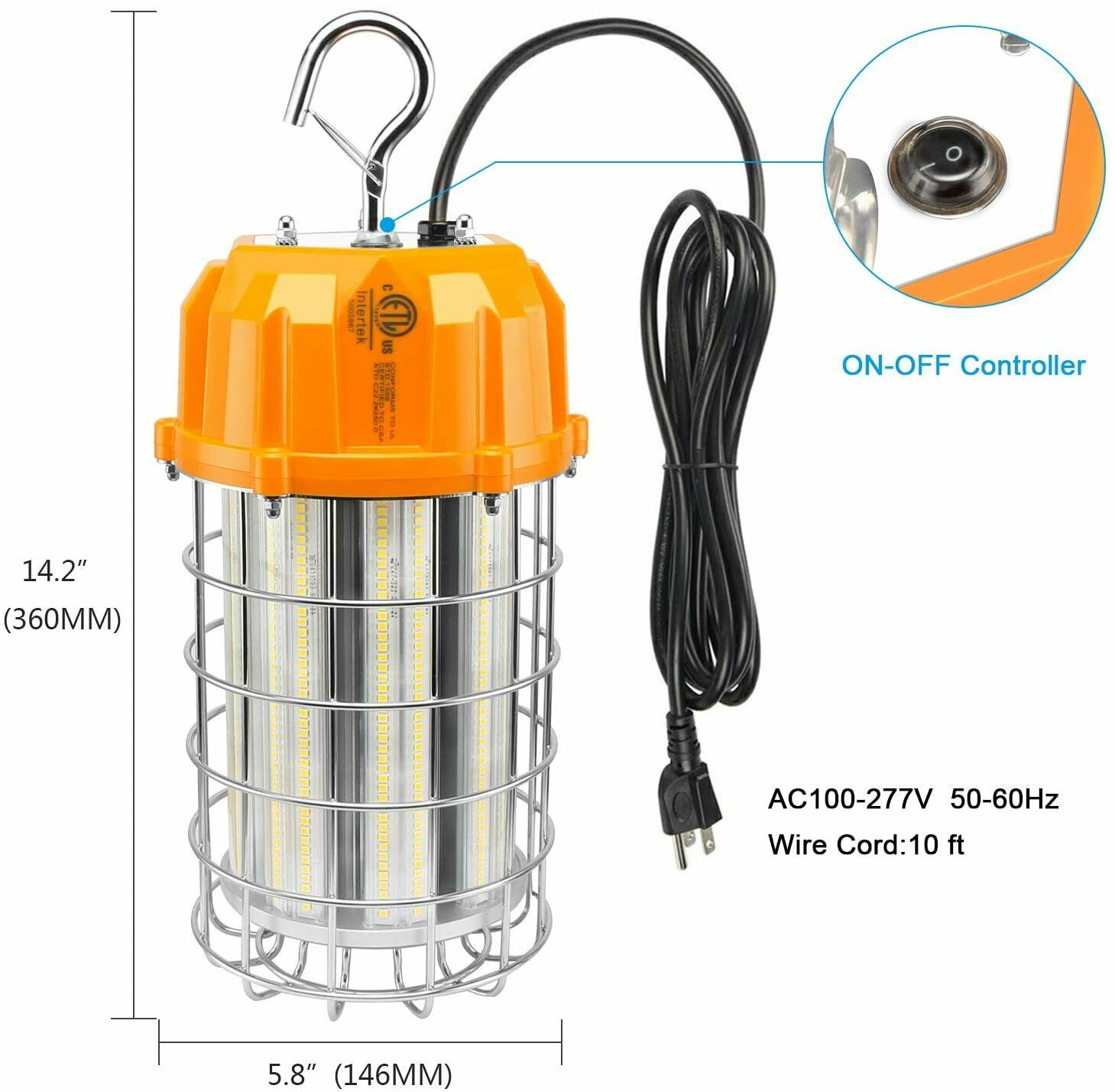 100W Led Temporary Work Light Fixture Aluminum frame 14500LM 5000K