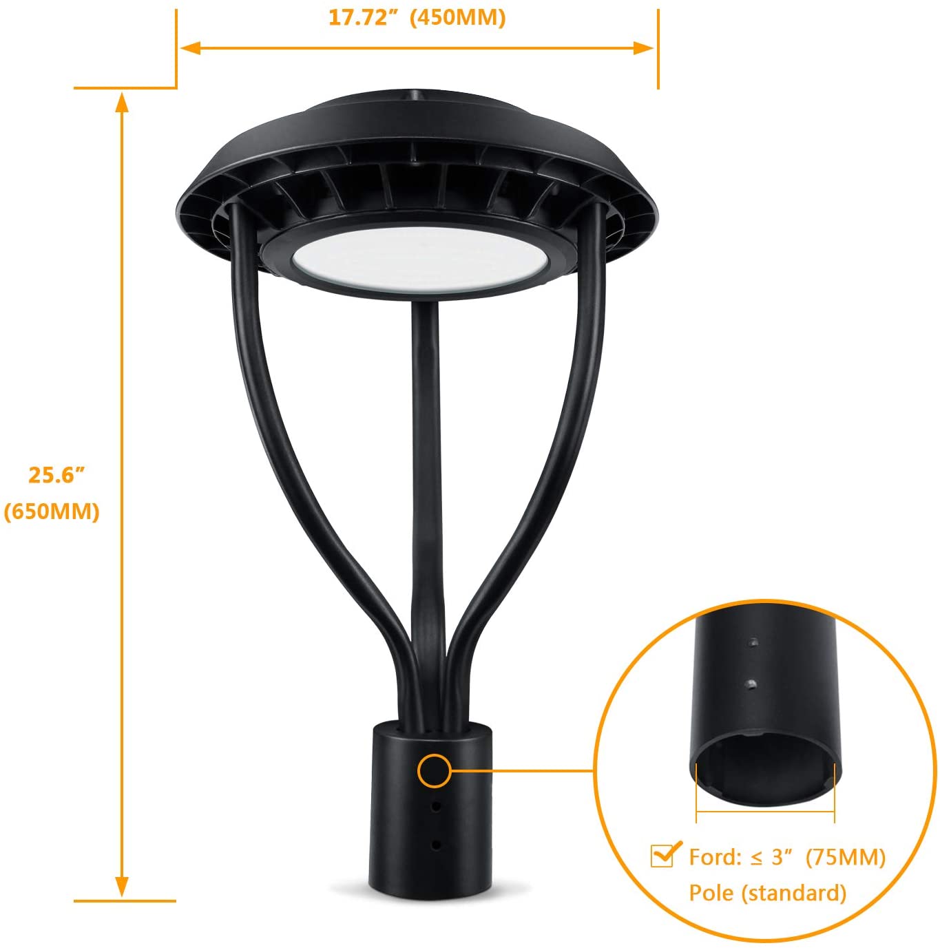 LED Post Top Light Fixture 80W Outdoor Garden Roadway Area Pole