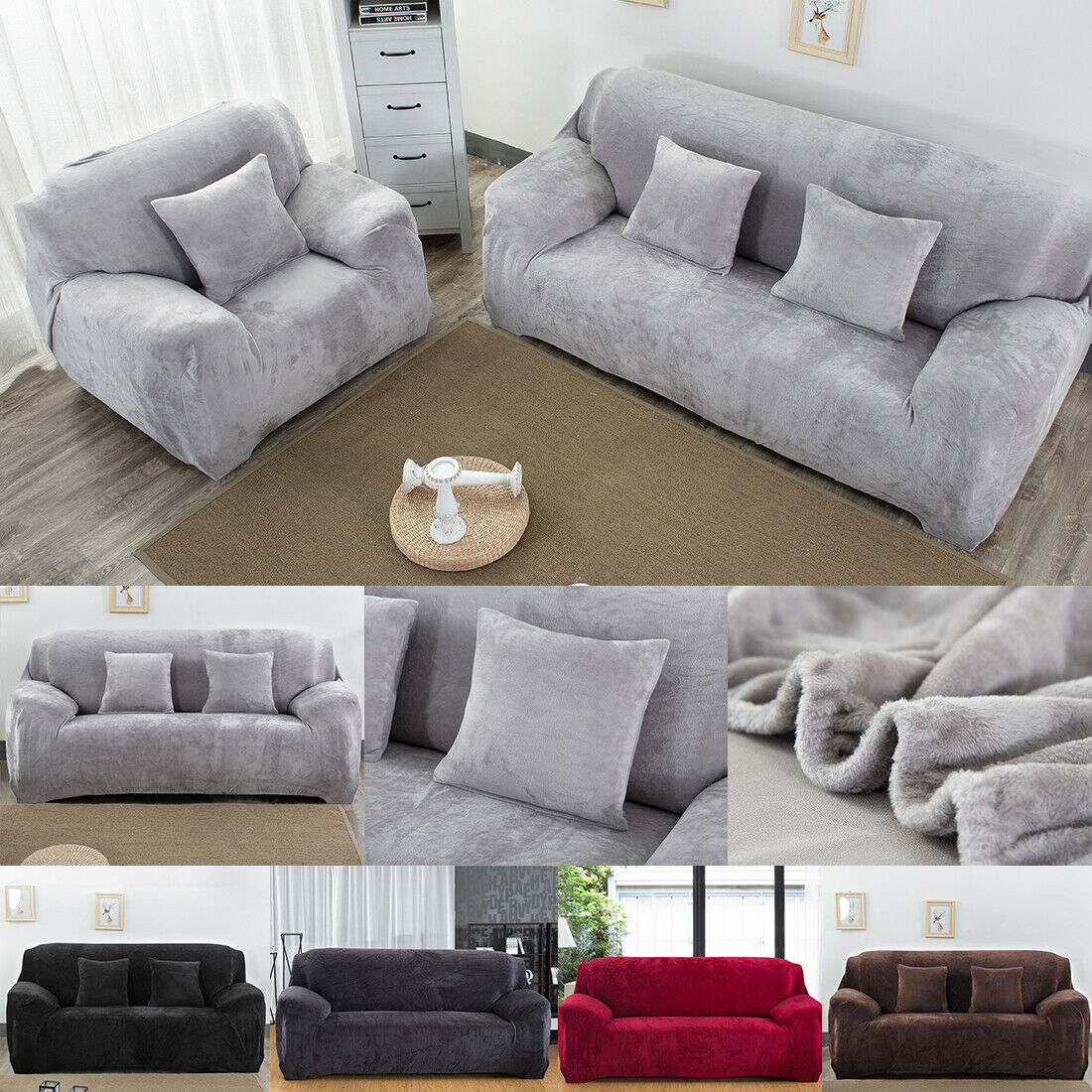 1234 Seater Elastic Sofa Covers Slipcover Settee Stretch Vel
