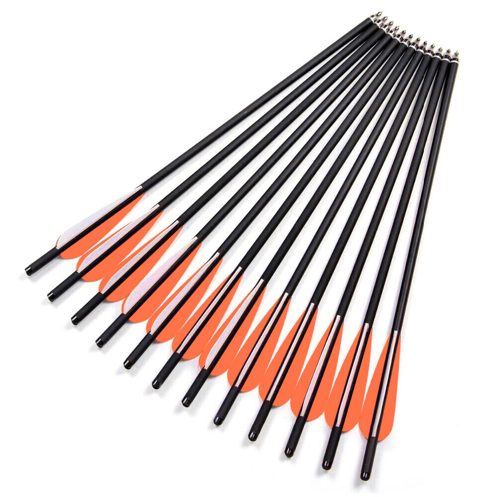 12PCS 20"Carbon Arrow Crossbow Vane Point Target Archery Crossbow Bow Hunting 