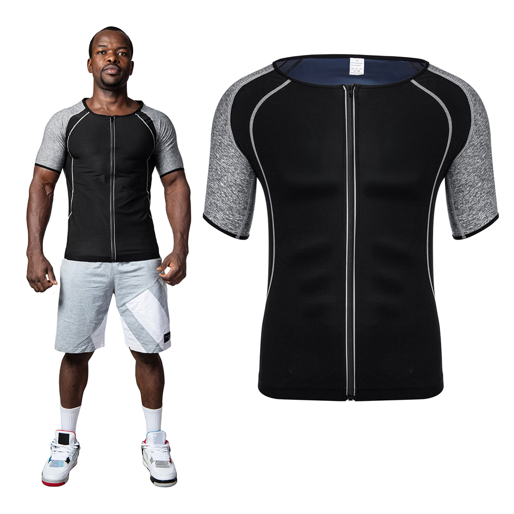 Mens Neoprene Sauna Vest Sweat Shirt Redu Fat Body Shaper Gym Training Tops