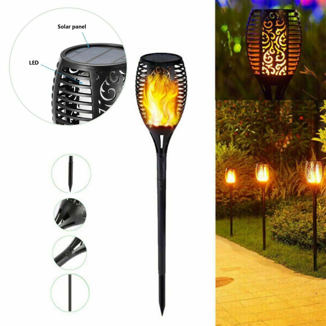 Outdoor Solar Torch Light 96 LED Flickering Flame Waterproof Garden ...