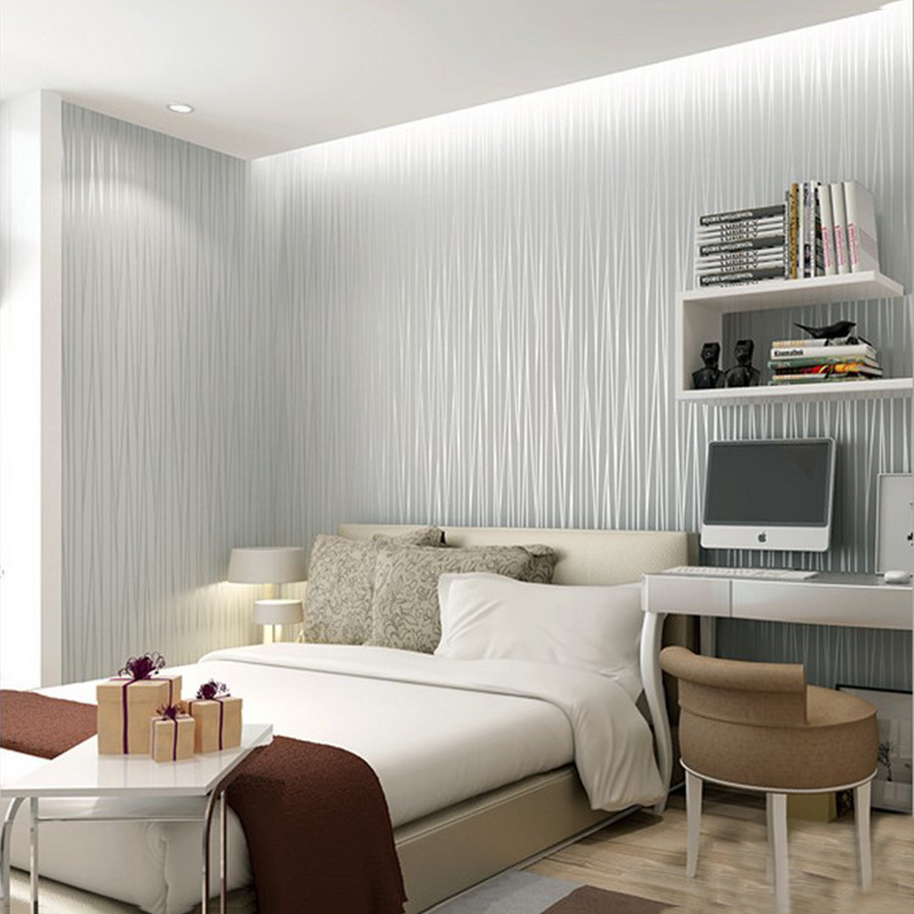 3D Textured Wallpaper Roll Non-Woven Stripe Wall Sticker for Bedroom Living Room - Picture 10 of 17