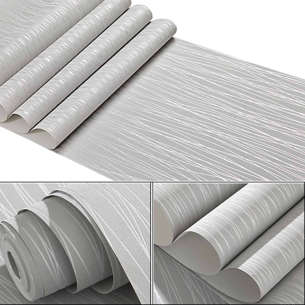 3D Textured Wallpaper Roll Non-Woven Stripe Wall Sticker for Bedroom Living Room - Picture 11 of 17