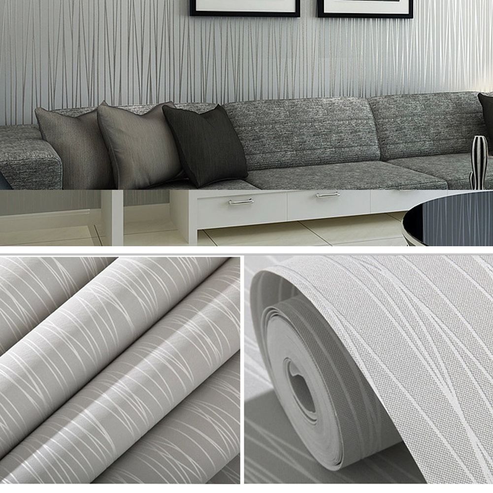 3D Textured Wallpaper Roll Non-Woven Stripe Wall Sticker for Bedroom Living Room - Picture 12 of 17