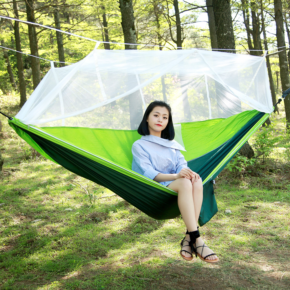 Camping Double Hammock with Mosquito Net Tent Hanging Bed Swing Chair Outdoor US 