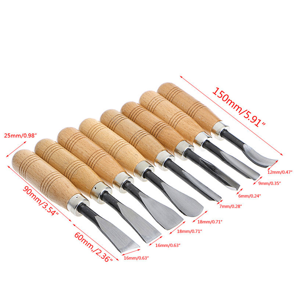 8/12Pcs Wood Carving Hand Chisel Tools Woodworking Crafting Professional Gouges