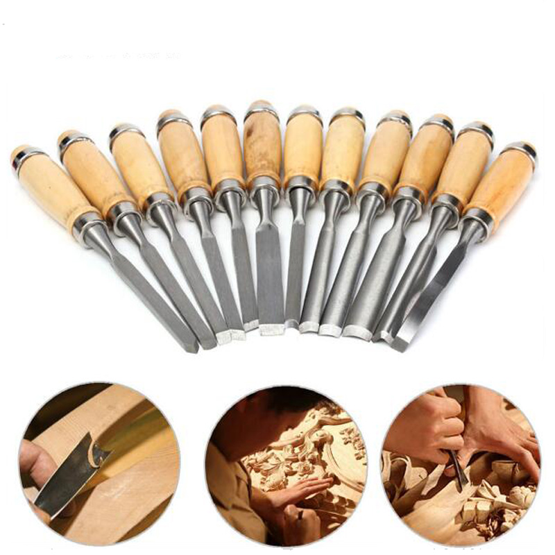 8/12Pcs Wood Carving Hand Chisel Tools Woodworking Crafting Professional Gouges