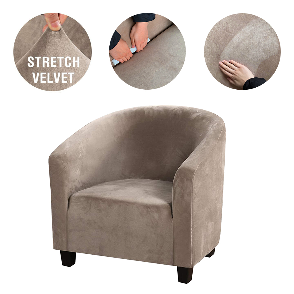Stretch Velvet Club Chair Covers Bar Living Room Tub Armchair Slipcover US - Picture 20 of 53