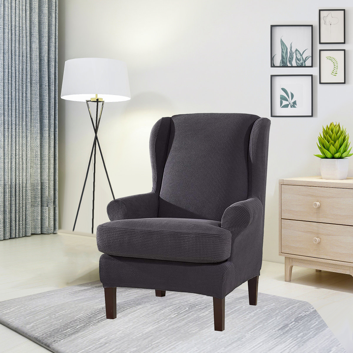 Stretch Wingback Slipcover Recliner Wing Back Arm Chair Sofa Cover Protector - Picture 16 of 61