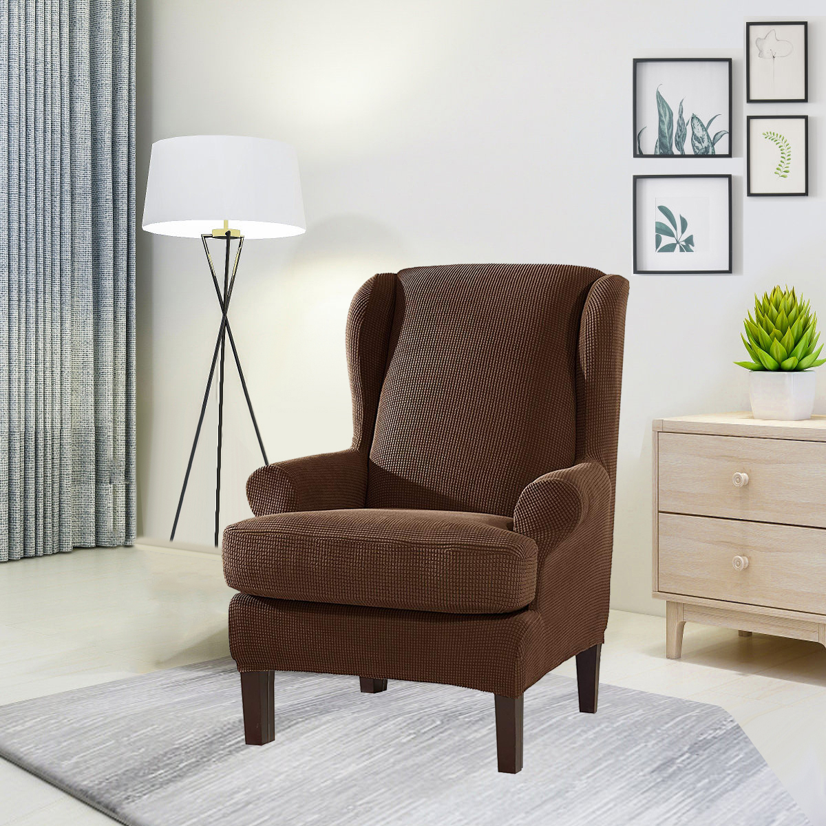 Stretch Wingback Slipcover Recliner Wing Back Arm Chair Sofa Cover Protector - Picture 32 of 61