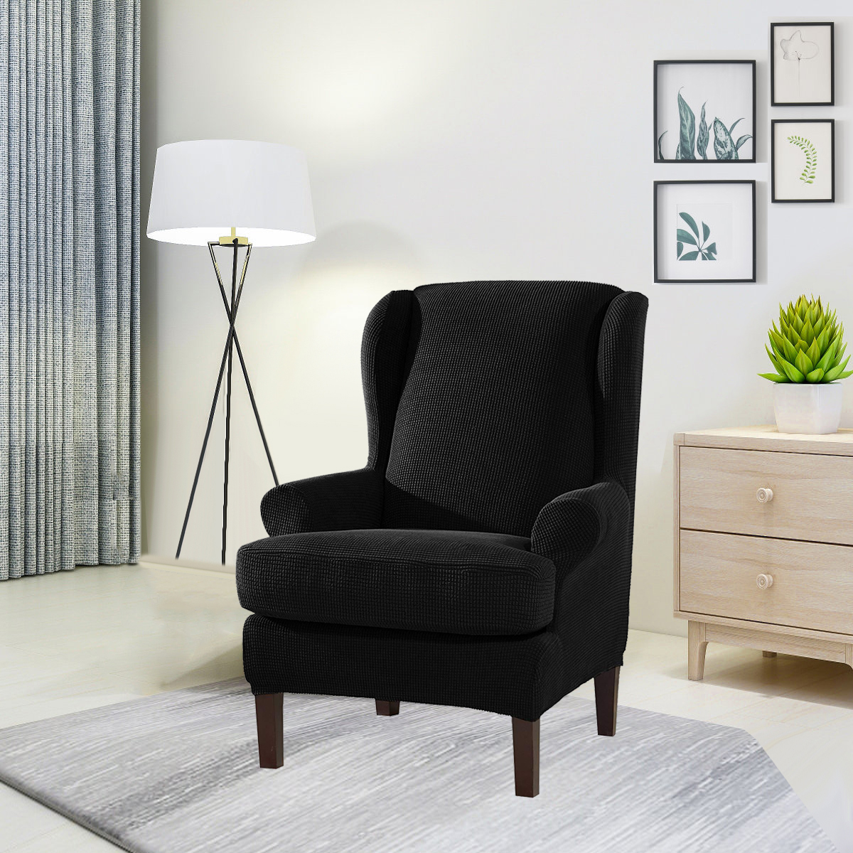 Stretch Wingback Slipcover Recliner Wing Back Arm Chair Sofa Cover Protector - Picture 48 of 61