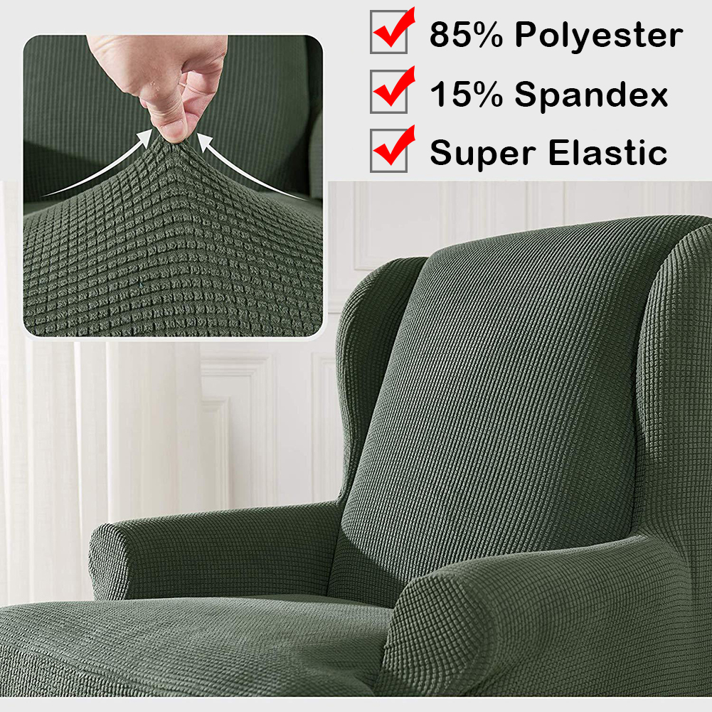 Stretch Wingback Slipcover Recliner Wing Back Arm Chair Sofa Cover Protector - Picture 59 of 61