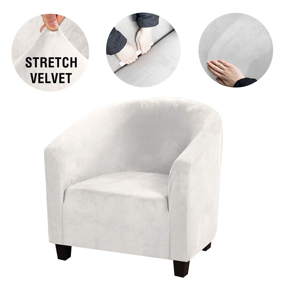 Stretch Velvet Club Chair Covers Bar Living Room Tub Armchair Slipcover US - Picture 50 of 53
