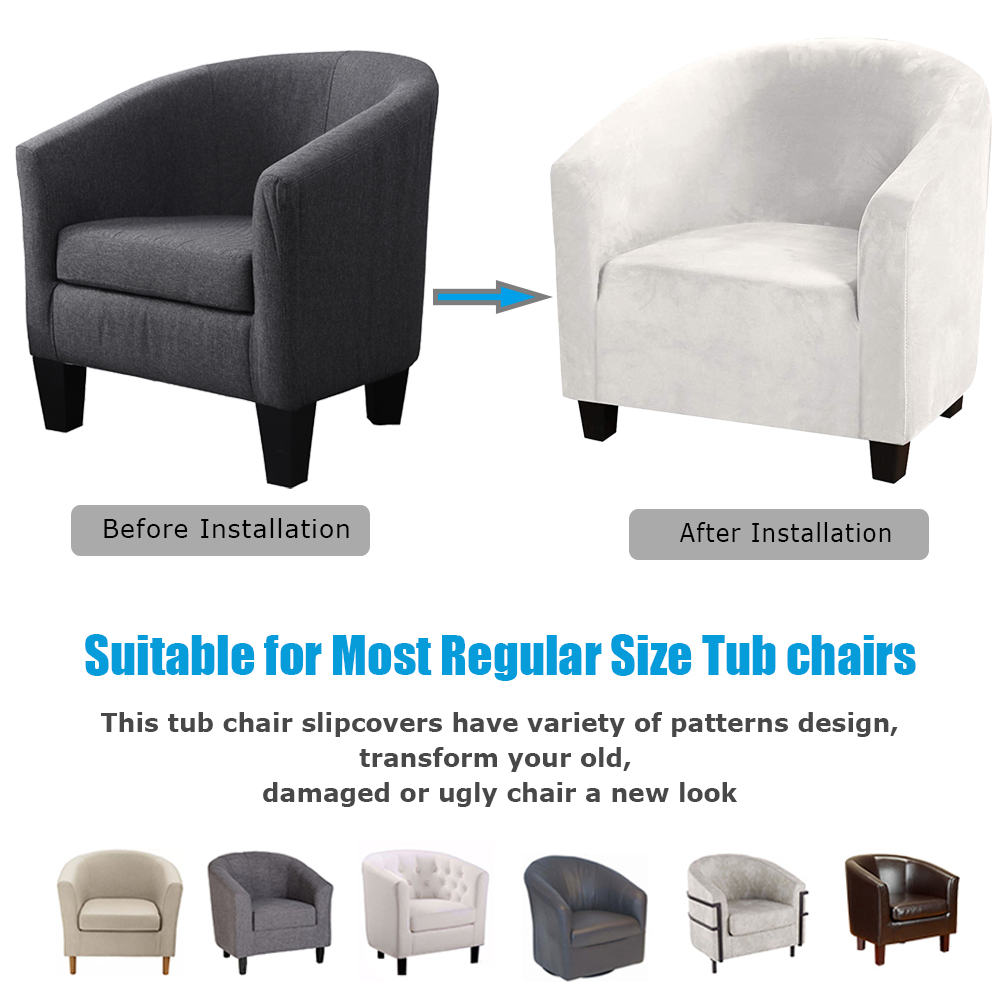 Stretch Velvet Club Chair Covers Bar Living Room Tub Armchair Slipcover US - Picture 52 of 53