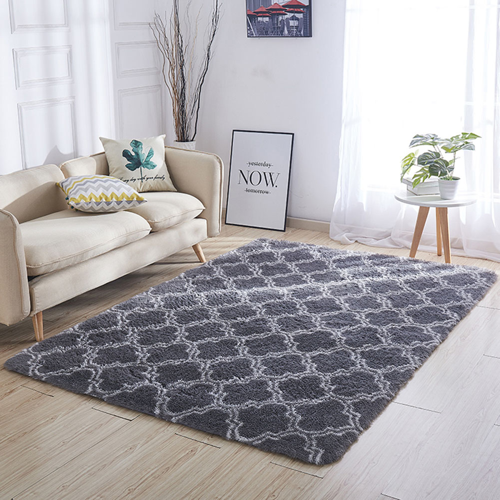 Shaggy Rug Grey Bedroom Carpet Modern Soft Long Pile Mat Small Large Living Room 