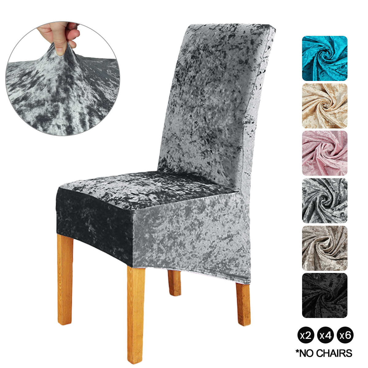 Crushed Velvet Stretch Dining Chair Covers Protective Slipcover Home Decor UK 